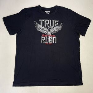 True Religion Bold Eagle Graphic T-shirt Men XXL Black Short Sleeve